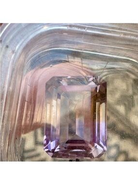 11.25 carat natural emerald cut   Ametrine in gem jar